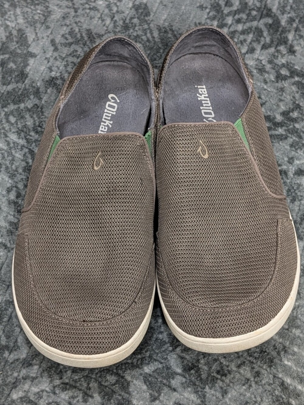 Olukai Nohea Mesh Shoe Men's 11.5 Brown Slip-On Casual Beach Boat Shoe Comfort